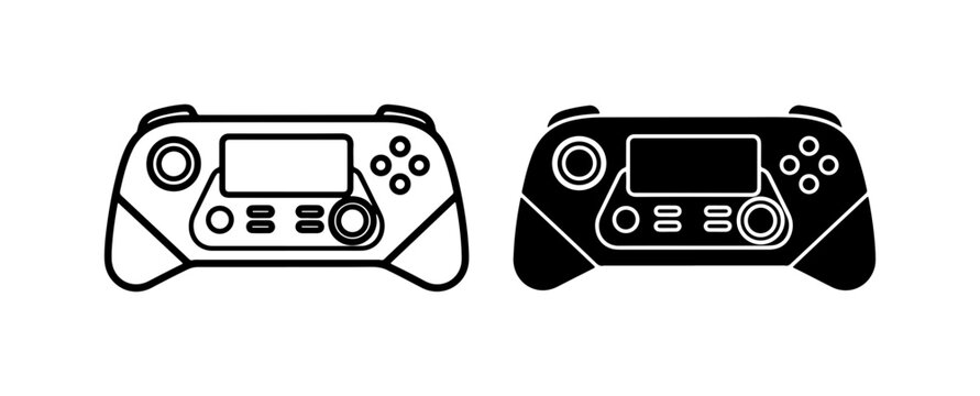 Video Game Controller Icons, Gaming Input Devices, Digital Entertainment Controls, Vector Graphics