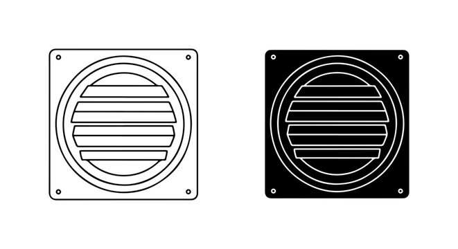 Ventilation Grille Icons, Air Vent Symbols, HVAC System Components, Vector Graphics