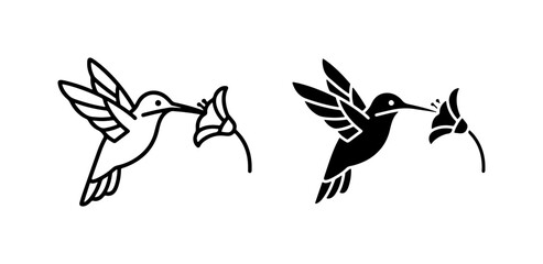 Hummingbird Vector Icons, Delicate Bird Silhouette, Nature Graphics, Floral Design Elements © Niloy