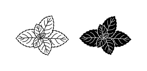 Mint Leaves Vector Icons, Fresh Herb Illustrations, Culinary Ingredient Graphics © Niloy