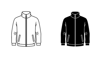 Track Jacket Vector Icons: Black and White Sportswear Apparel Templates for Fashion Design © Nayeem