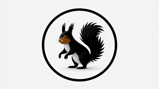 Cartoon squirrel mascot in circle frame for wildlife logo animal character and branding design