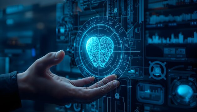 Digital health technology concept, hologram interface