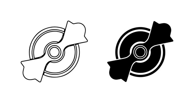 Fidget Spinner Icon Set, Stress Relief Toy Vector Graphics, Simple Black and White Symbols