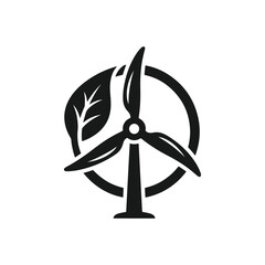 Eco-friendly wind turbine and leaf icon vector graphic © Spomsbr