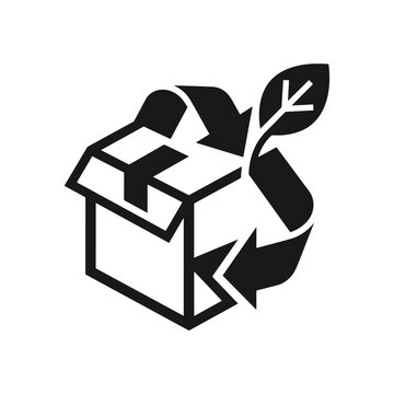 Eco-friendly packaging and recycling box icon vector design