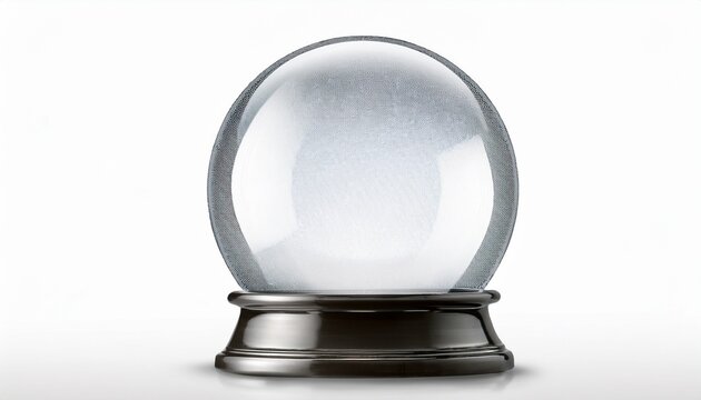 Empty Snow Globe Glass Sphere Isolated On White Background D Rendering