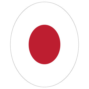 Japan Circle Logo, Japan flag vector illustration in a circular badge design. Japanese national colors emblem featuring the iconic red sun disc, Perfect for travel icons, sports team logos