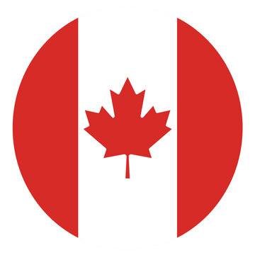 Canada Circle Logo Vector Design ,Canada flag vector illustration in a circular badge design. Canadian national colors emblem with the iconic red maple leaf 