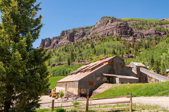 Colorado mine mining Telluride mountains pines pine trees