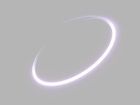 purple neon orbit curve or minimalist glowing light trail swirl design element