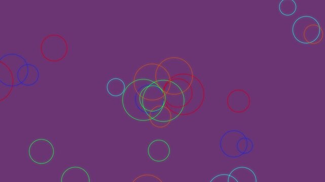blue background with red outlined bubbles and dots pattern