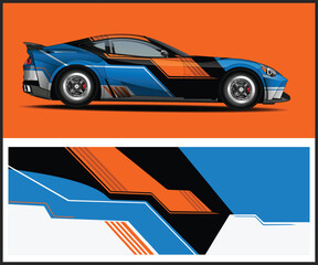 Fototapeta premium Dynamic Car Wrap Design with Bold Stripes