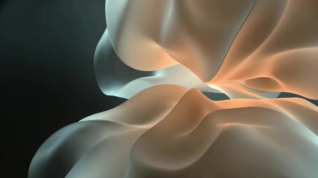 Soft abstract curved forms in a minimal style on a dark backdrop, evoking calm and fluidity as a concept of serenity