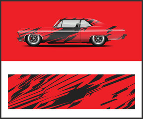 Naklejka premium Dynamic Red and Black Car Wrap Design
