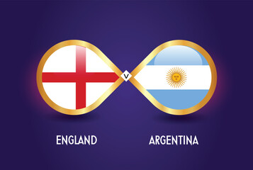 Obraz premium England vs Argentina Football Match championship Template design.