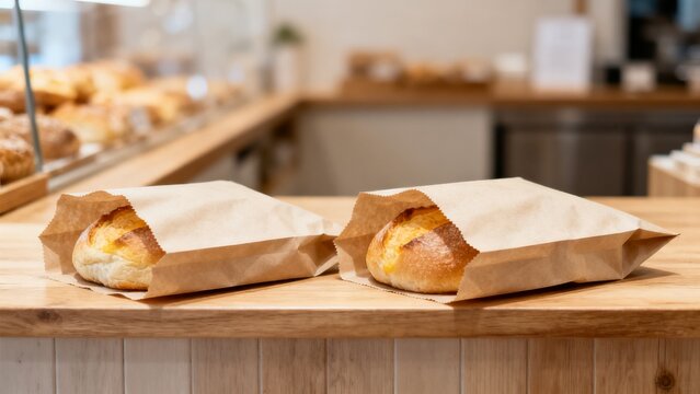 Local small business scene featuring paper bags unbranded boxes bakery inde