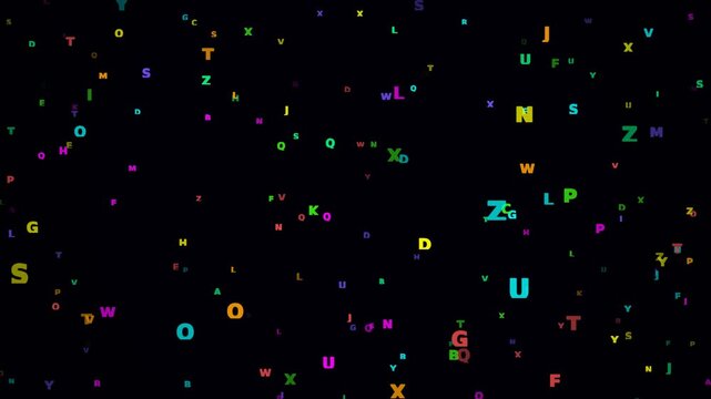 Neon Alphabet Letter Storm Kids Educational Background 4K Seamless Loop