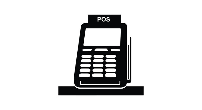 Point of sale terminal with card reader black silhouette pos checkout