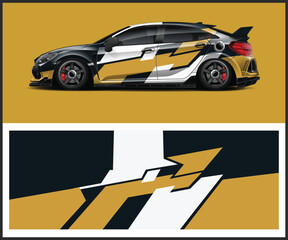 Fototapeta premium Modern Racing Car Wrap Design with Abstract Patterns