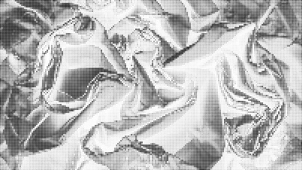 Fototapeta premium Halftone pattern with abstract shapes and gradient tones black and white