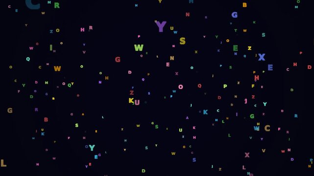 Rainbow Alphabet Letter Storm Kids Learning Background 4K Seamless Loop