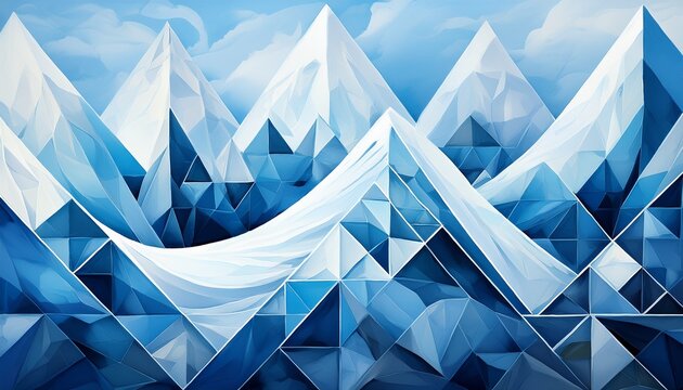 Abstract Triangular Blue White Winter Background
