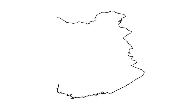 Black and white map outline, country border illustration, geographical shape, minimalist design