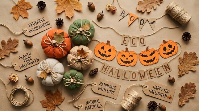 Eco friendly halloween decorations natural pumpkins banners and reusable festive elements