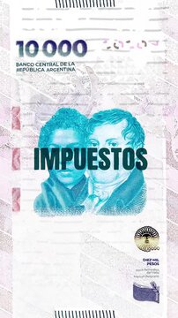 Impuestos text &ndash; Peso Argentino currency &ndash; Digital Glitch Effect