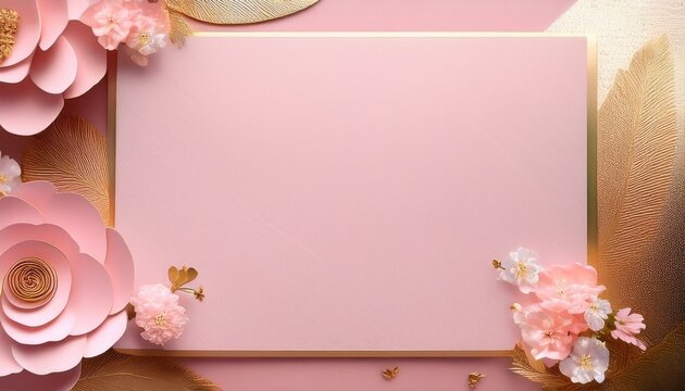 Lienzo O Plantilla Decorativa Con Espacio De Copia En Tonos Rosa Pastel Con Efectos Y Detalles Dorados Para Tarjeta O Diseno De Invitacion Creativa Femenina