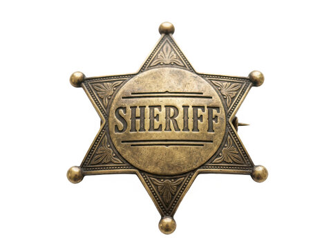 Shiny gold sheriff star badge with vintage texture isolated on a clean background isolated on transparent background