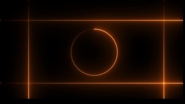 Cyan color glowing neon orange color Lights motion loops circle rectangle motion draws and beautiful on black background linear lamp Beautiful abstract square light line moving fast Colors. 4k