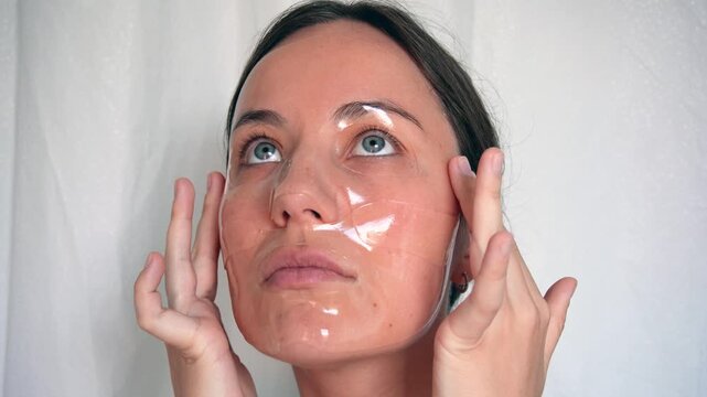 Woman Applying Hydrating Sheet Mask at Home, Skincare Routine and Self Care Beauty Treatment Concept