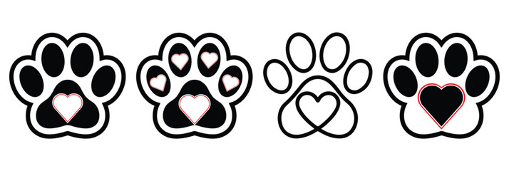 animal paw print icon with love heart shape vector By © PerfectDesign