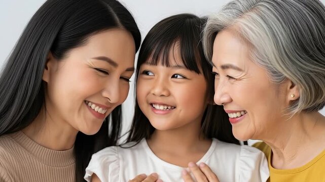 Three generations of women sharing a secret