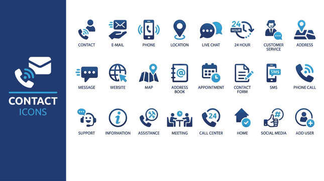 The collection of various contact and communication icons are displayed.