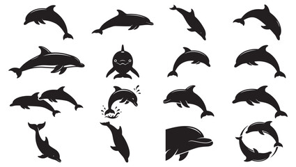 Dolphin Silhouette Vector Set © Art Corner