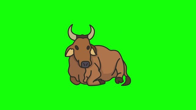 Silhouette cow head icon isolated on green. Minimalist black cow outline vector illustration for branding. Livestock logo design for farm or dairy...