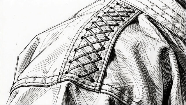 karate leather uniform detail showing traditional lace up front design.