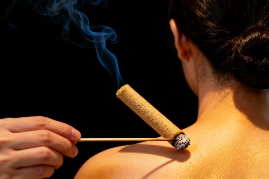 Close-up of cigarette smoke near woman's neck