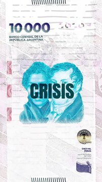 Crisis text &ndash; Peso Argentino currency &ndash; Digital Glitch Effect