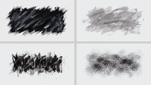 Abstract brush stroke collection with textured grass inspired elements. Minimal artistic paint textures for natural backgrounds and creative graphic design. Vector illustration.