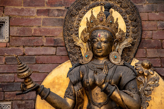 Gilded Bronze Deity Statue at Patan Durbar Square Nepal