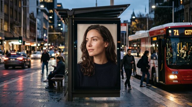 city advertisement billboard bus stand public transport advertising space
