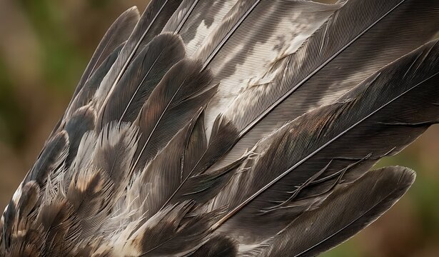 Detailed Feathers on a Wild Bird Wing Close-up