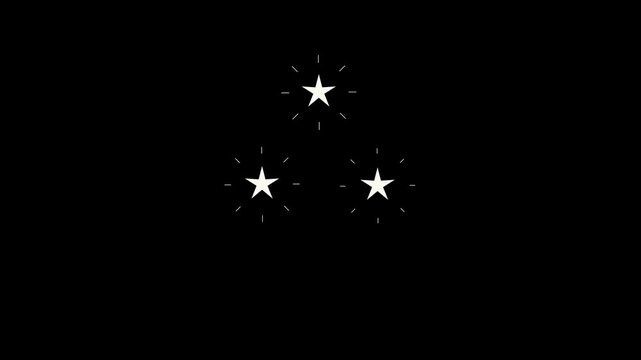 Black Color Customer Satisfaction Icon, Five Stars Rating Symbol, Special Premium 3 Star Top Rating Badge, Quality Review Label, Professional Feedback Design for Business and Service