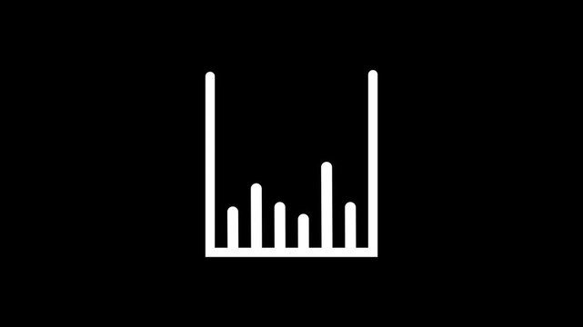 white business graph chart growth up down or signal on black background with alpha channel. Business up and down signal concept.