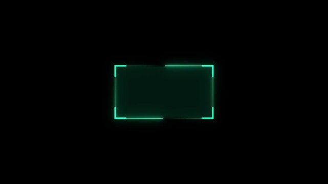 Futuristic glowing neon HUD callout frame for digital interface on black background with alpha channel. Sci fi HUD broadcast titles and callout concept animation.
