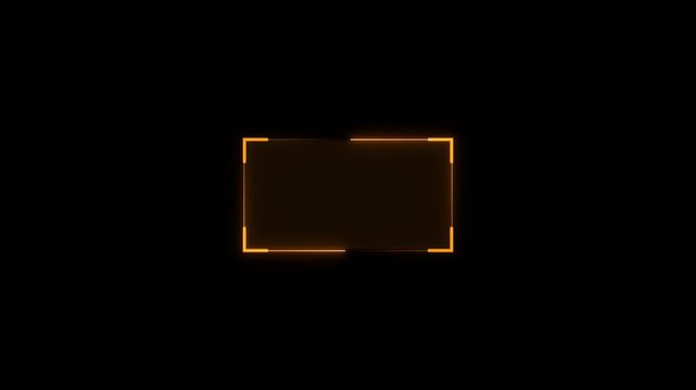 Futuristic glowing neon HUD callout frame for digital interface on black background with alpha channel. Sci fi HUD broadcast titles and callout concept animation.